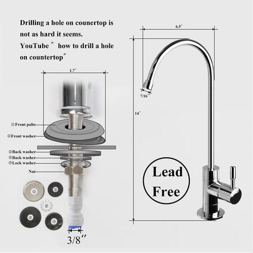 5 Stage Undersink Reverse Osmosis System Water Filter with 12Pcs Filter 75GPD - Picture 7 of 10