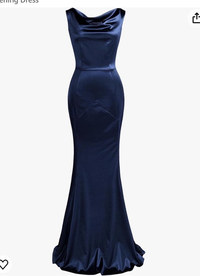 Muxxn Navy Size M Cowl Neck Open Back Party Dress Satin Mermaid Maxi  Sleeveless | eBay