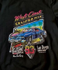 VTG 1993 ROMWE WEST COAST SAN DIEGO CALIFORNIA GRAPHIC BLACK SWEATSHIRT SIZE M