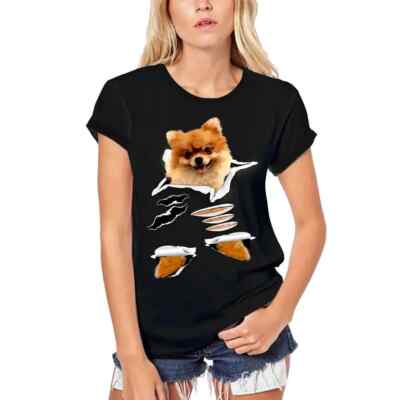 Damen Grafik T-Shirt aus Biobaumwolle Pommerscher Hund   Pomeranian Dog