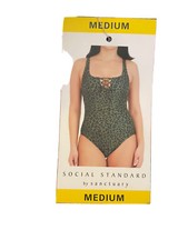 Social Standard Green/Black Leopard One Piece Swim Size Medium