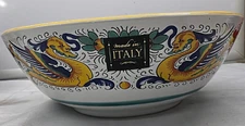 Nova Deruta Serving Bowl Dish Italy Raffaellesco New  Yellow Trim 10" diameter