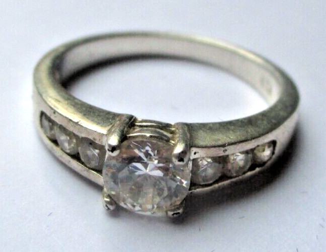 solid silver ring size 59 hallmark 925 solitaire … - image 2