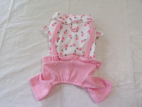 dog pet pajamas, pink roses, ruffled waist, Small *(read details ) - Picture 2 of 5