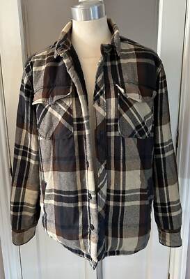 Fatface Brown Check Fleece Lined Shacket Mens Size XL UK