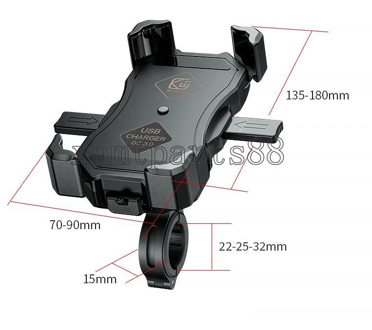 Soporte de teléfono de aluminio QC3.0 cargador USB para Honda Stateline 1300 VTX1300C 1800 Foto 3 de 4