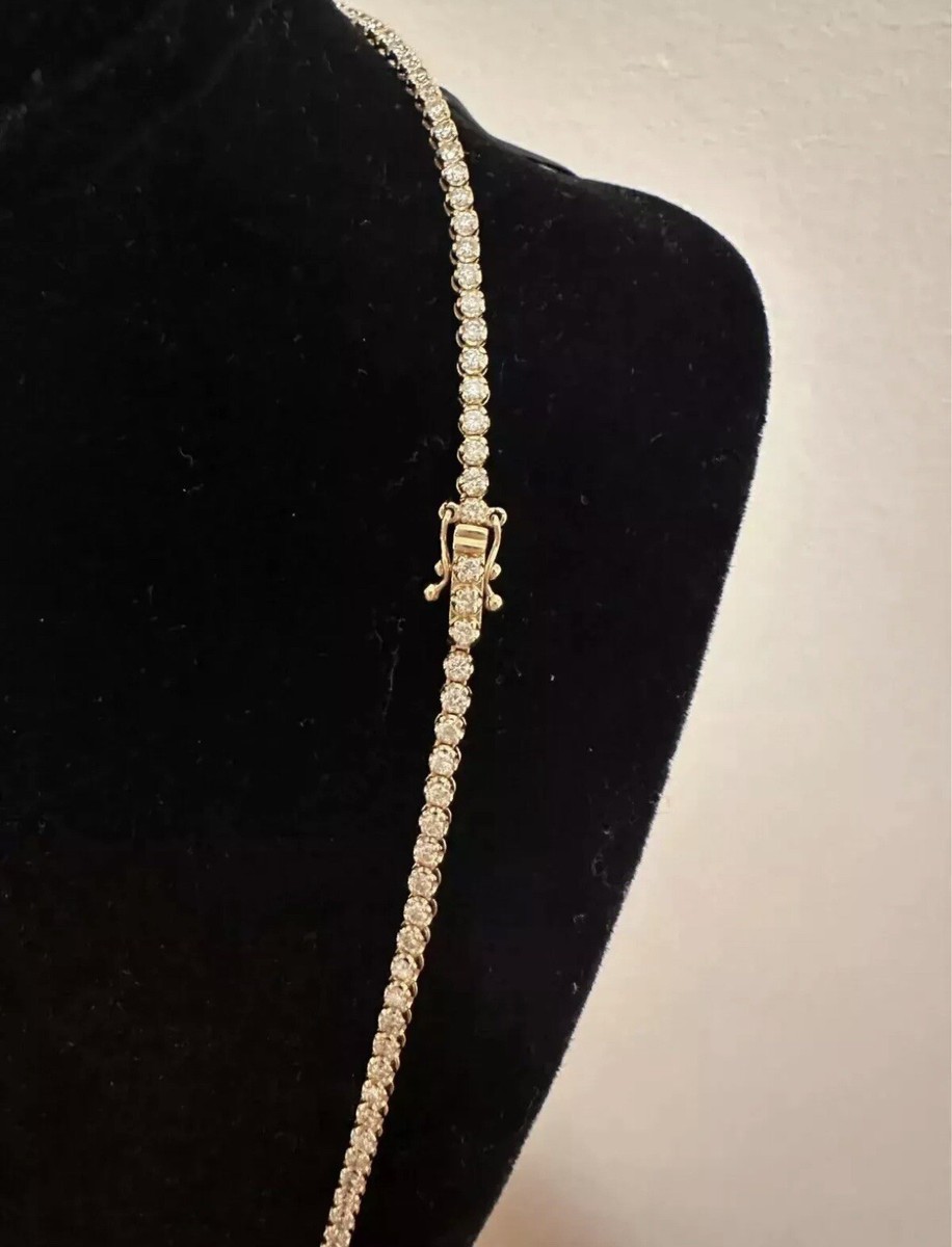 Luxurious 14kt Yellow Gold Natural Diamond Tennis Necklace