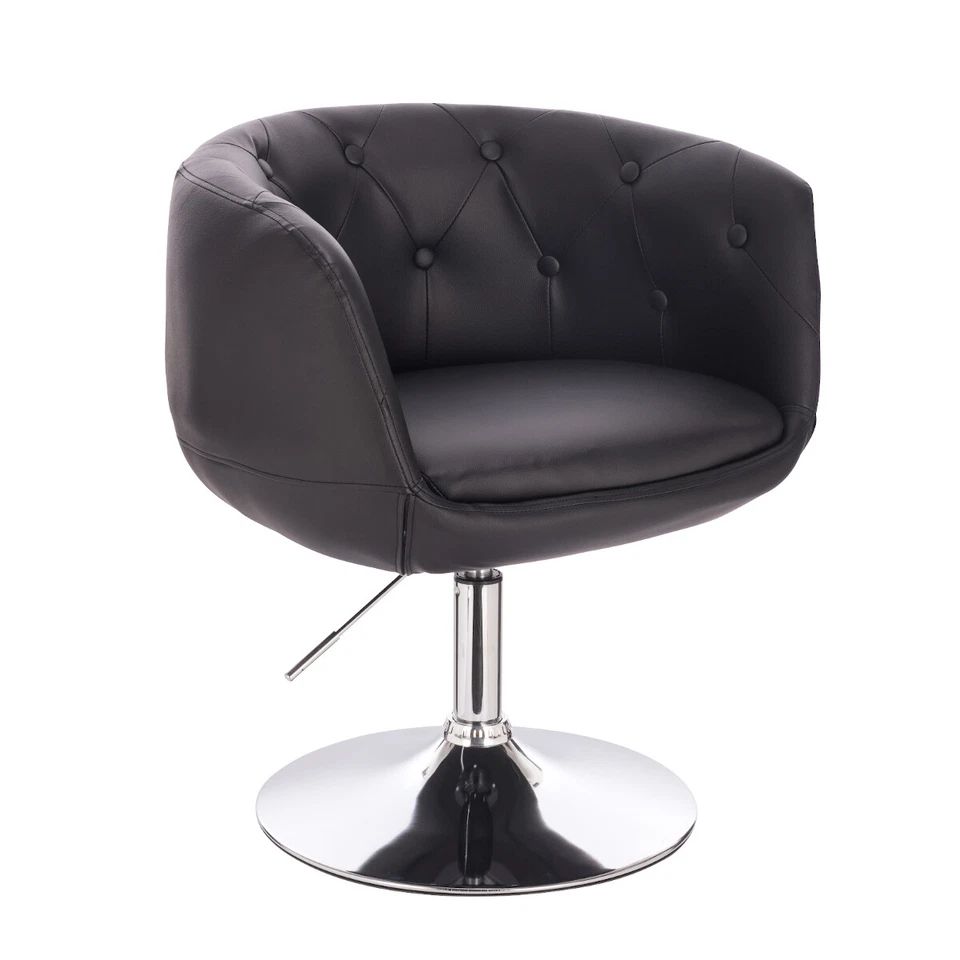 SVITA Panama Retro Loungestuhl Cocktailsessel Schwarz Kunstleder Tellerfuß 
