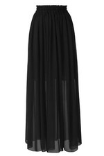 Women's Chiffon Skirts Elastic High Waist Tea Length A-line Ruffle Beach Skir...