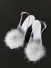 Saint Laurent YSL Mae Blanco Slingback Lavender 14583G EU 38 UK 5 US 8 RRP £1025