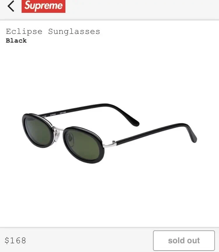 Lunettes de soleil Supreme Elipse SS17 neuves boîte noire logo TNF