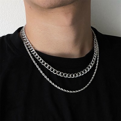 Men's Necklace Chain Set Accessories Punk Men's Chopard Hip Hop Necklace S#lk