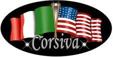 Italian American Unity Flags Decal Bumper Sticker Personalize 2 Sizes Oval