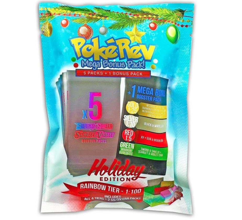 does dollar tree sell pokemon cards PokeRev Pack Holiday Sealed 6 Pokemon Booster Packs 5+1 Bonus Pack
