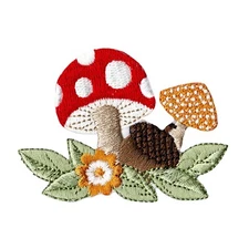 Woodland Mushroom & Flower Embroidered Iron-On Patch - Whimsical Nature Design