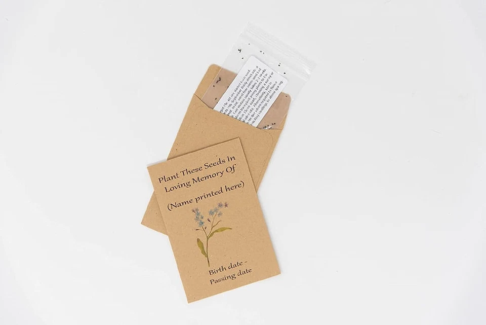 Funeral Seed Envelopes Personalised Sunflower/Forget Me Not - Memorial Keepsake - Image 2 of 4