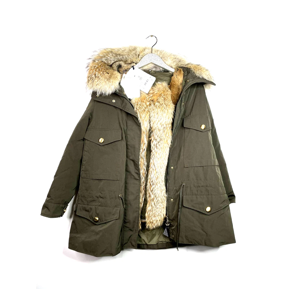 Moncler Margarita Fur Lined Gabardine Parka in Olive SZ 4 eBay