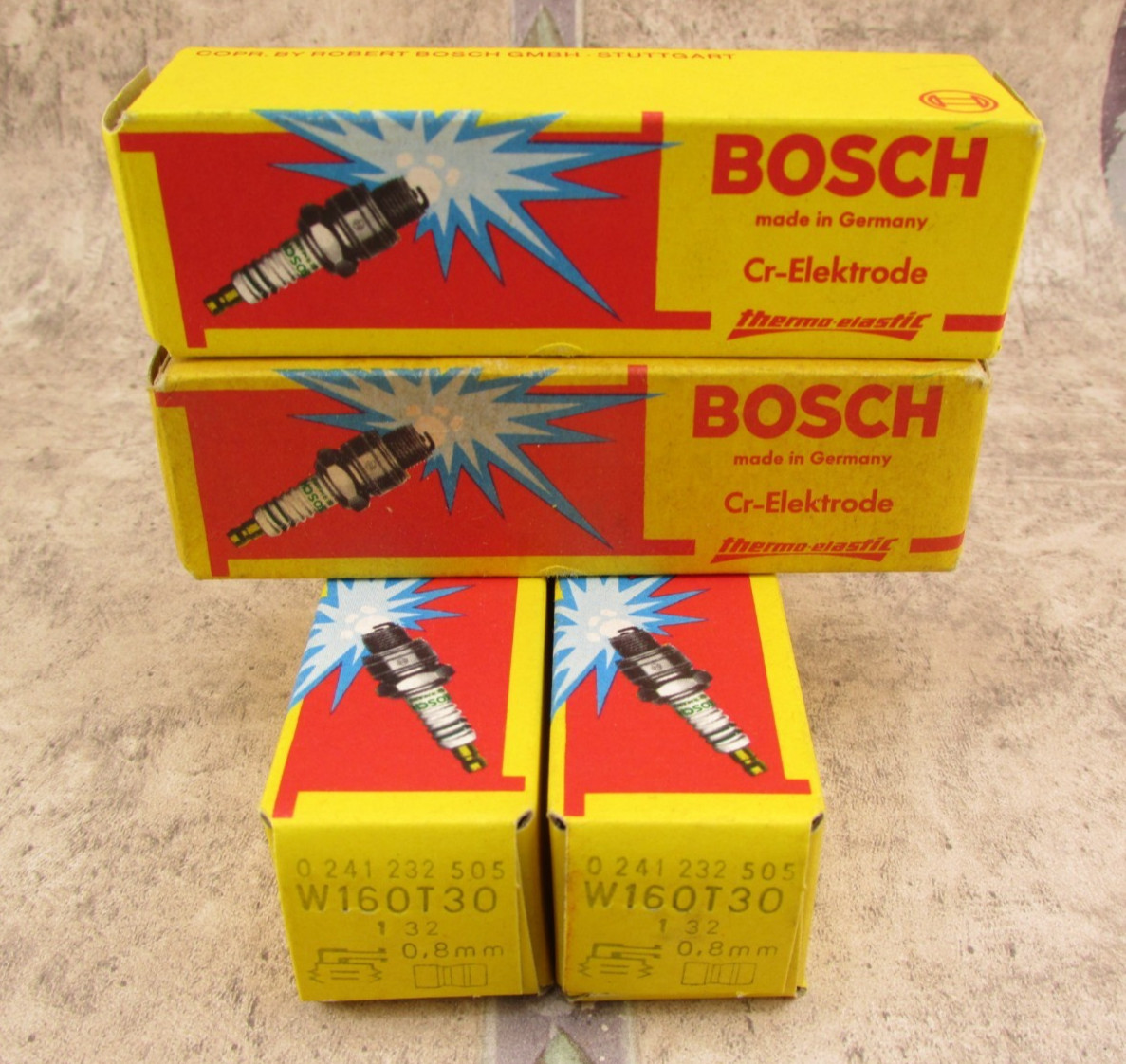 4 PACK Vintage Bosch W160T30 Spark Plugs, Made In Germany