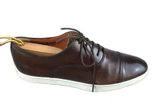 Santoni Behemoth Casual Oxford Dress Shoes Men Sz 8D Brown Leather Lace-Up Italy