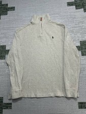 Polo Ralph Lauren Sweater Mens Large Beige Cotton Logo Embroidered Mock Neck