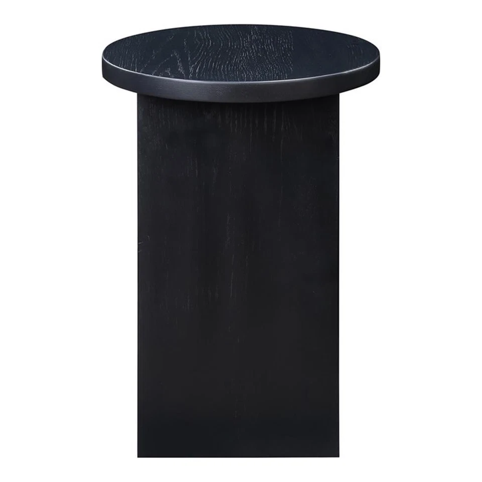 Mesa redonda Moe's Home Collection Grace de 14" de madera maciza de roble en negro Foto 4 de 4