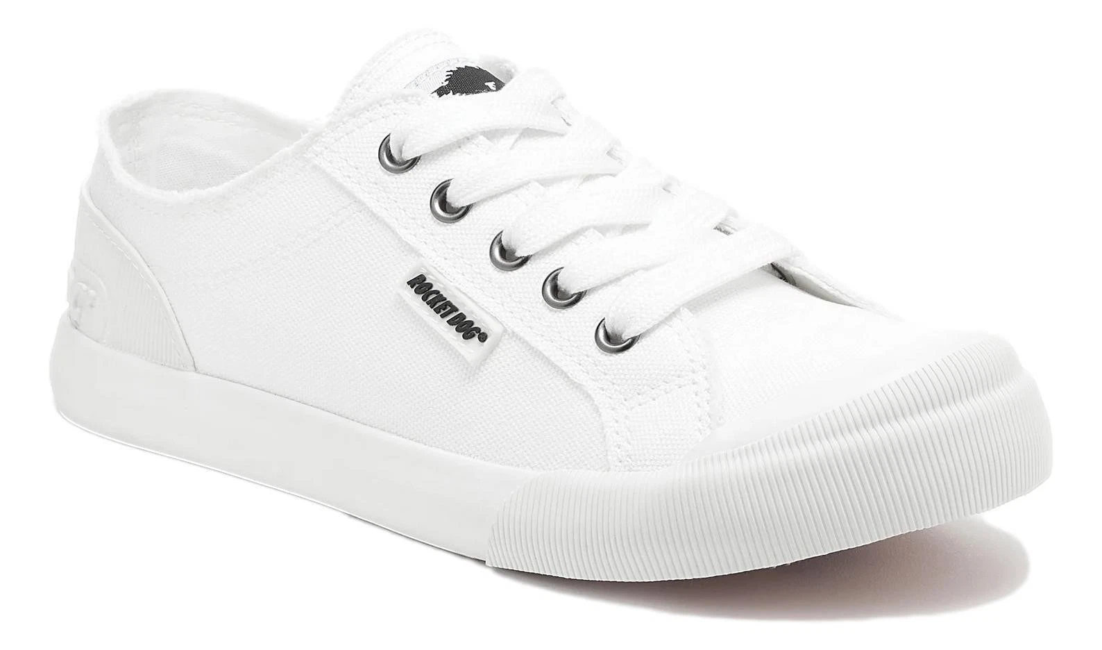 Rocket Dog Jazzin Womens White Casual Lace Up Canvas Pumps Shoes Trainers