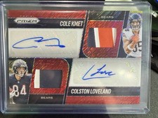 2025 Prizm Red Shimmer FOTL Dual Patch Auto /35 Cole Kmet Colston Loveland Bears