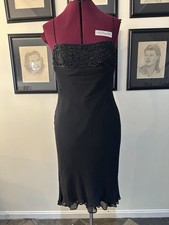 Express Black Beaded Silk Chiffon Asymmetric Slip Dress 9/10 Women