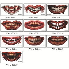 10pcs Halloween Prank Makeup Tattoo Scary Party Big Mouth Face Horror Stickers