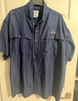 Magellan Men s XXL Blue Solid Short Sleeve Button-Up Fishing Shirt, Pockets