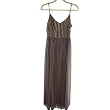 Adrianna Papell Beaded Sequin Bodice Gray Chi...