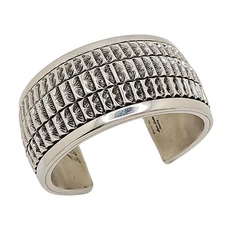 Marc Antia Apache Indian Wide Deep Stamped Big Cuff Sterling Silver Bracelet 8"