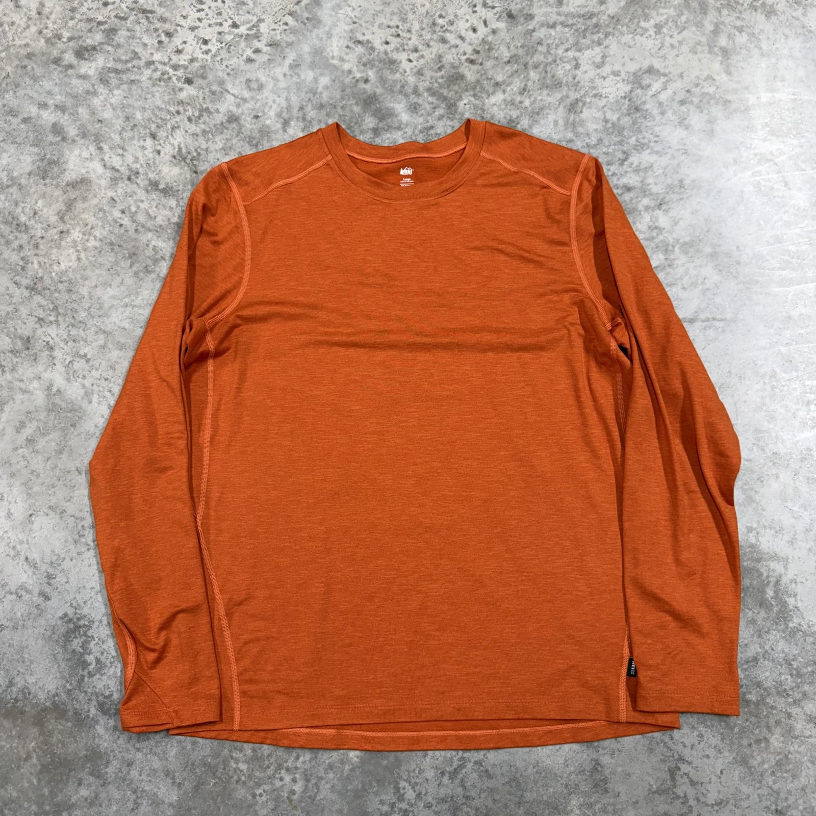 REI Co-op Shirt Mens Large Orange Long Sleeve Hiking Performance Tee Top