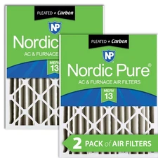 Nordic Pure 20x25x4 (3 5/8) Pleated Air Filters MERV 13 Plus Carbon 2 Pack