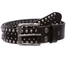 1 1/2" Snap on Antique Silver Circle Metal Studded Distressed Leather Belt 38"