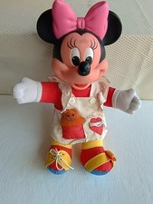 Vtg 1980s Minnie Mouse Learn to Dress Me Doll Mattel Zipper  Shoe Tie 15" Plush