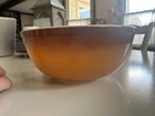 vintage pyrex two tone brown old orchard bowl 404 4 QT