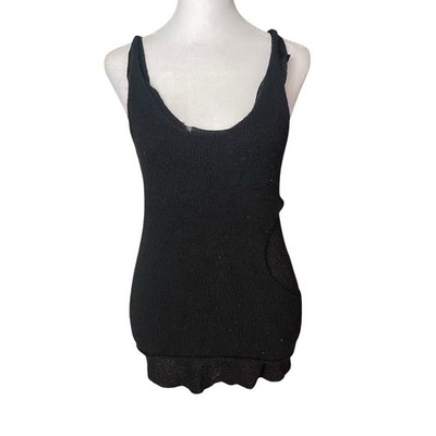 Zadig & Voltaire Womens Small Deluxe Miria Defile Top Cashmere Black Cutout Tank