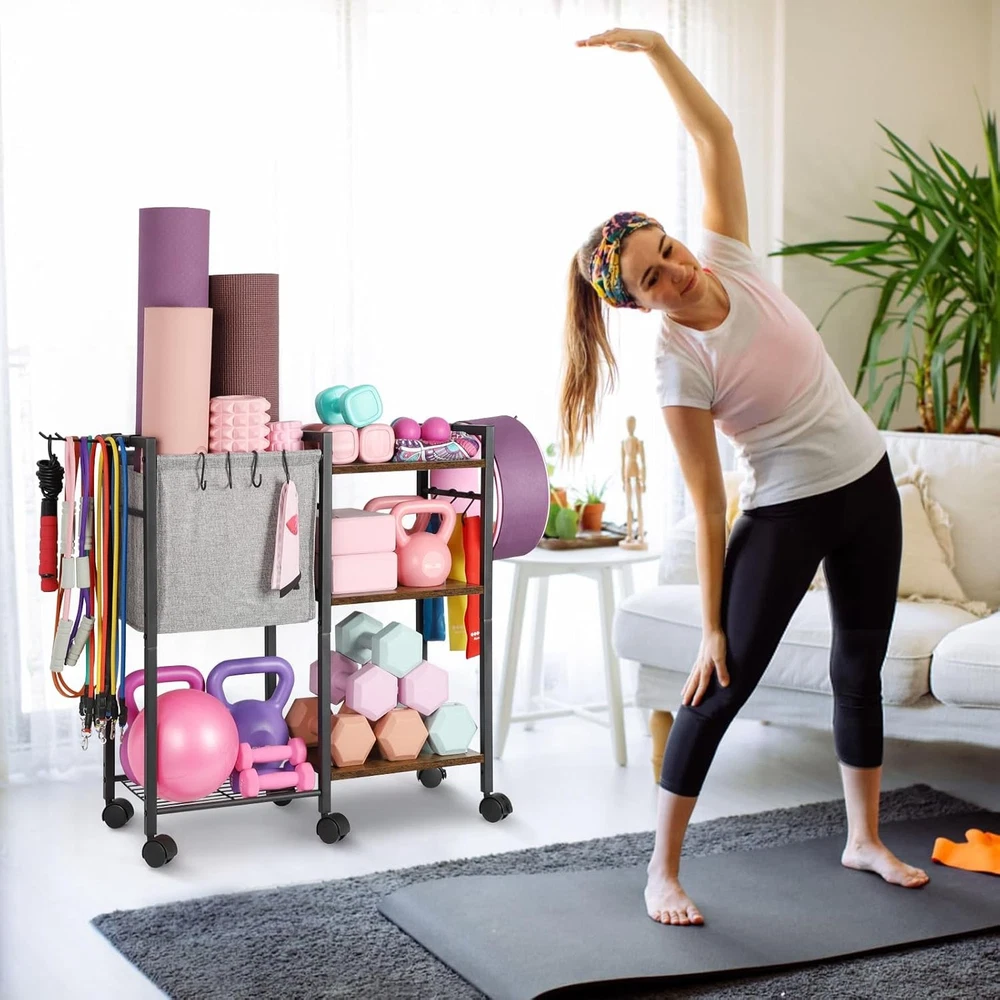 Yoga Mat Storage Rack for Home Gym Workout Equipment Organizer Yoga Mat Storage Rack for Home Gym Workout Equipment Organizer