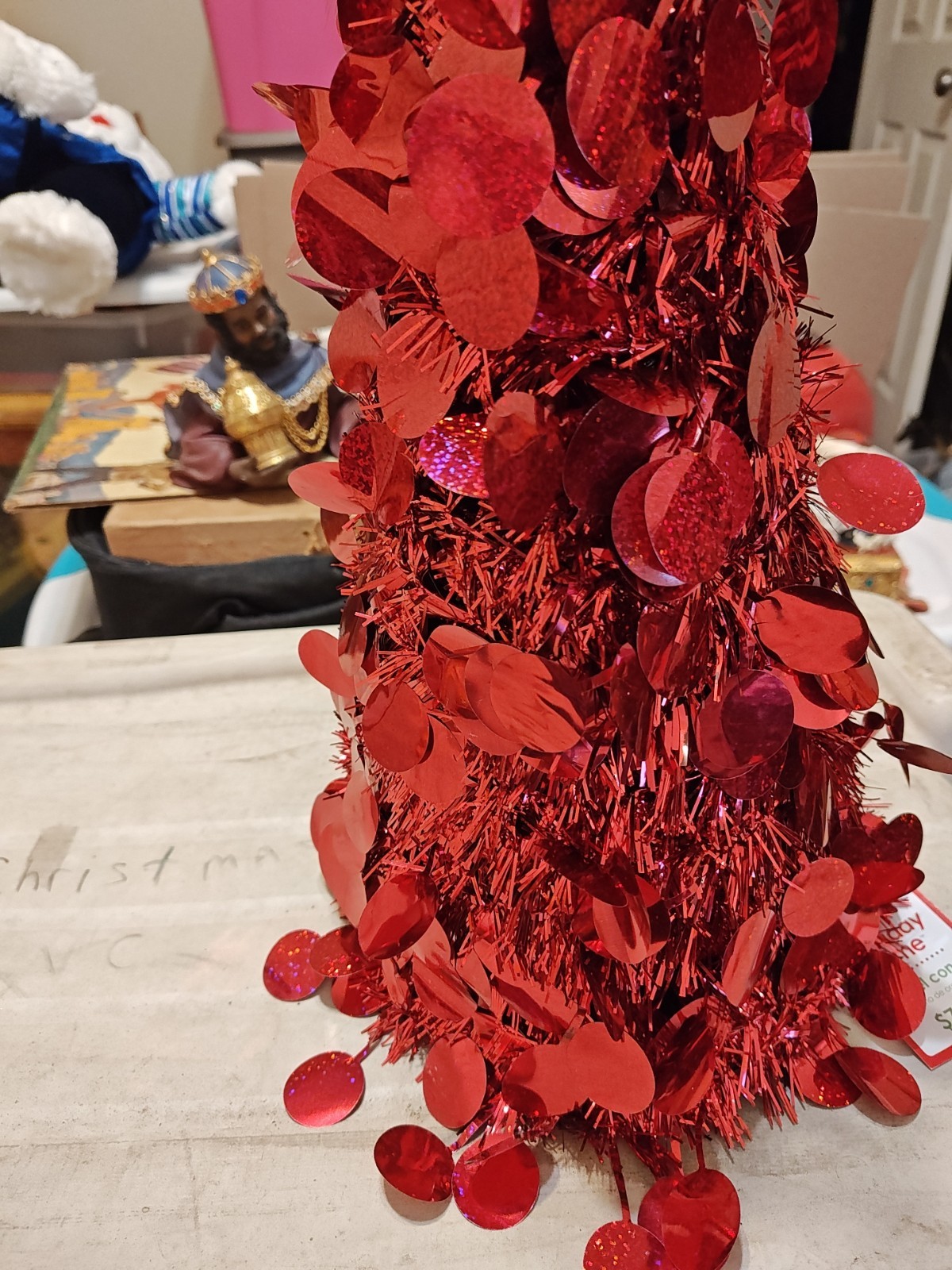 12"Red Tinsel Red Dot Tree | eBay