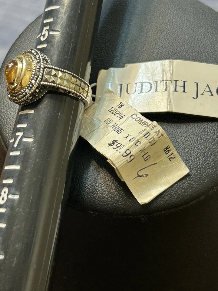 Anel de prata esterlina Judith Jack SS marcasita, tamanho 6 etiquetas originais - Imagem 2 de 4