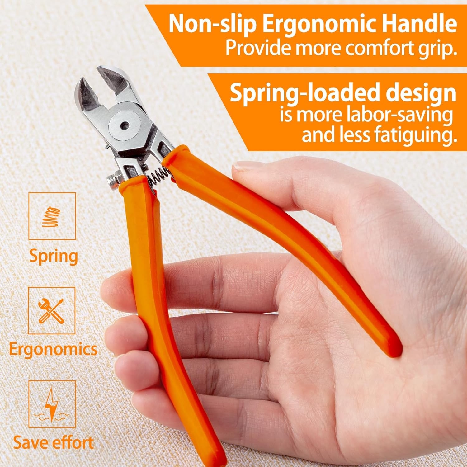 SPEEDWOX Diagonal Cutting Pliers 90 Angled Flush Cutters For Medium, Orange 