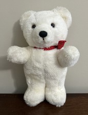 Vintage DAKIN White Teddy Bear Red Polkadot Bowtie Standing 1984 10"