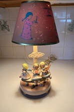 Vintage Nursery Plastics Inc. Pink Wooden Lamp Mom Baby Crib Figures Table Lamp