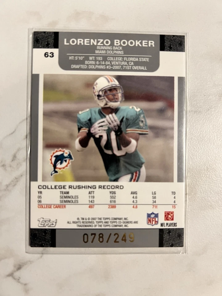 2007 Laurence Maroney, Lorenzo Booker #63 Green Changing Faces Gold /249 (RC) - Image 2 of 2