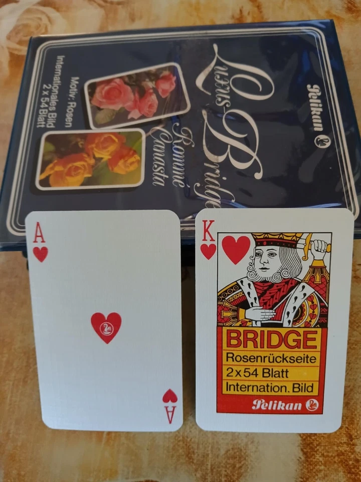 Игральные карты 2 колоды Luxus Bridge, Romme, Canasta Motiv: Rosen, Pelikan Германия - Изображение 3 из 4