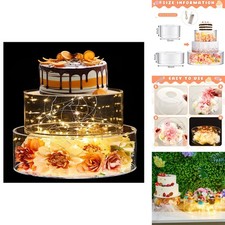 Sunnyray 2 Pcs Acrylic Cake Stands Dessert Table Clear Fillable Cake Riser