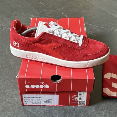 Diadora X Hanon Borg Elite UK9,5 / US10 Made In Italy Tennis Rot Weiß Selten Neu in OVP