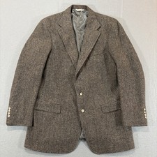 VTG Harris Tweed Blazer Handwoven Pure Scottish Wool Sport Coat Mark Shale 42