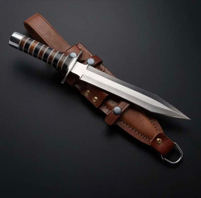 D2 Steel Dagger with Wood & Horn Handle + Sheath | Handmade Gift for Him/Her
